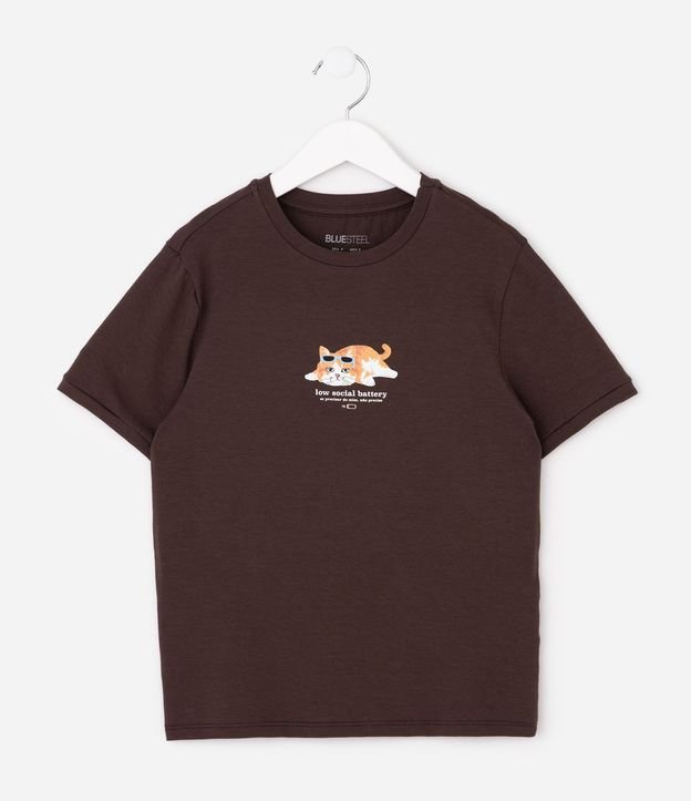 Remera en Algodón con Estampado de Gato 5
