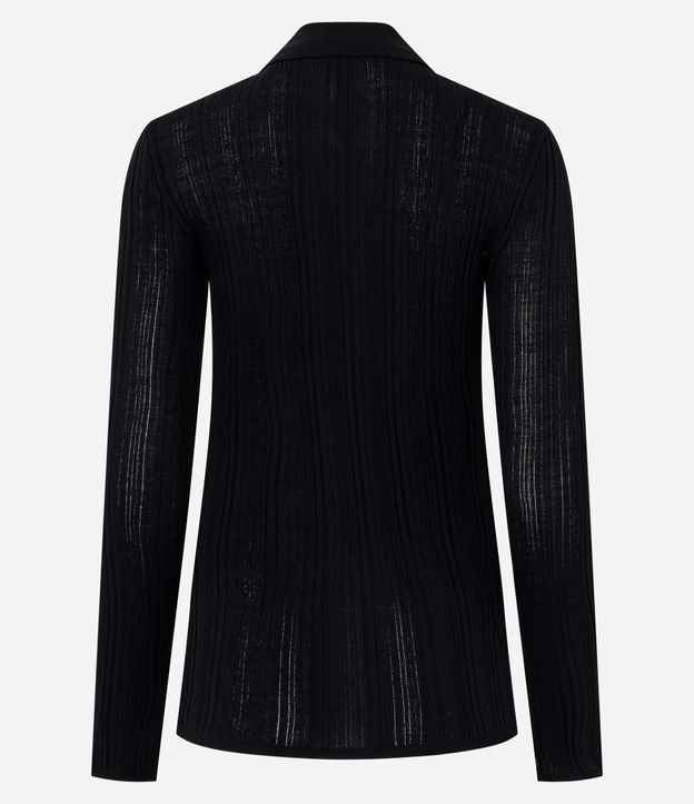 Blusa Regular en Punto con Leve Transparencia y Cuello Polo 3