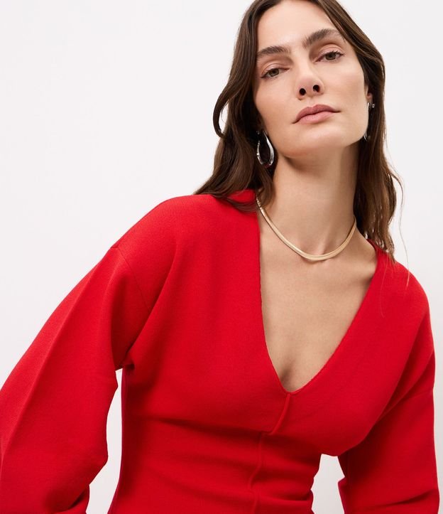 Blusa en Punto con Manga Voluminosa 3