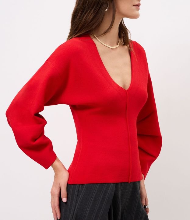 Blusa en Punto con Manga Voluminosa 4