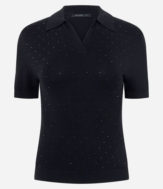 Blusa Polo en Punto con Aplicación de Brillos 5