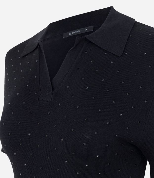 Blusa Polo en Punto con Aplicación de Brillos 6