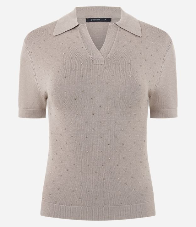 Blusa Polo en Punto con Aplicación de Brillos 5