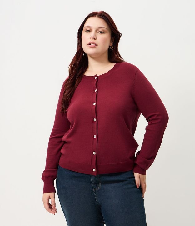 Cardigan Regular Básico en Punto Curve & Plus Size