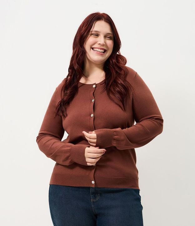 Cardigan Regular Básico en Punto Curve & Plus Size