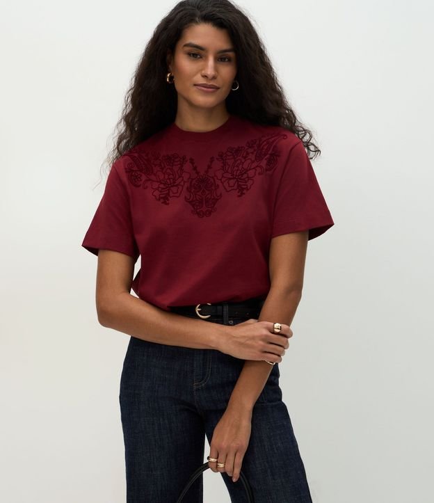 Blusa en Algodón con Arabesco de Flores