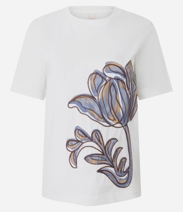 Blusa en Algodón con Estampado de Flor Bordada 5