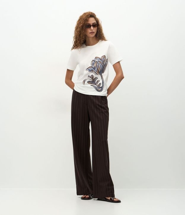 Blusa en Algodón con Estampado de Flor Bordada 2