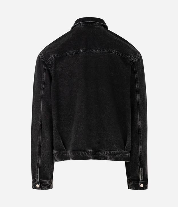 Chaqueta Masculina de Jeans Negra Boxy con Cierre 5