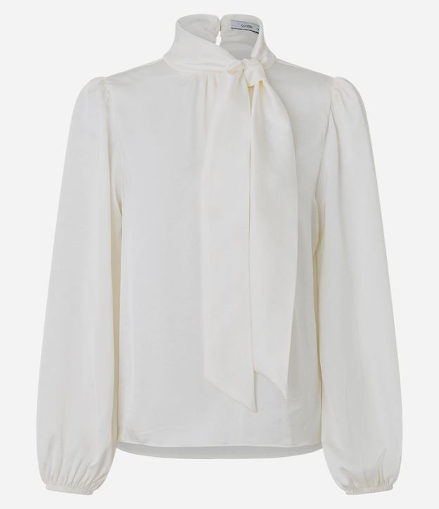 Camisa con Cuello Lazo y Mangas Largas Amplias 4