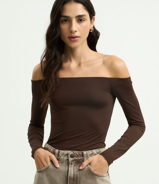 Blusa Básica Off Shoulder en Microfibra