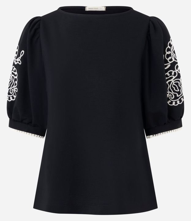 Blusa con Manga Abullonada y Bordados Aplicados 5