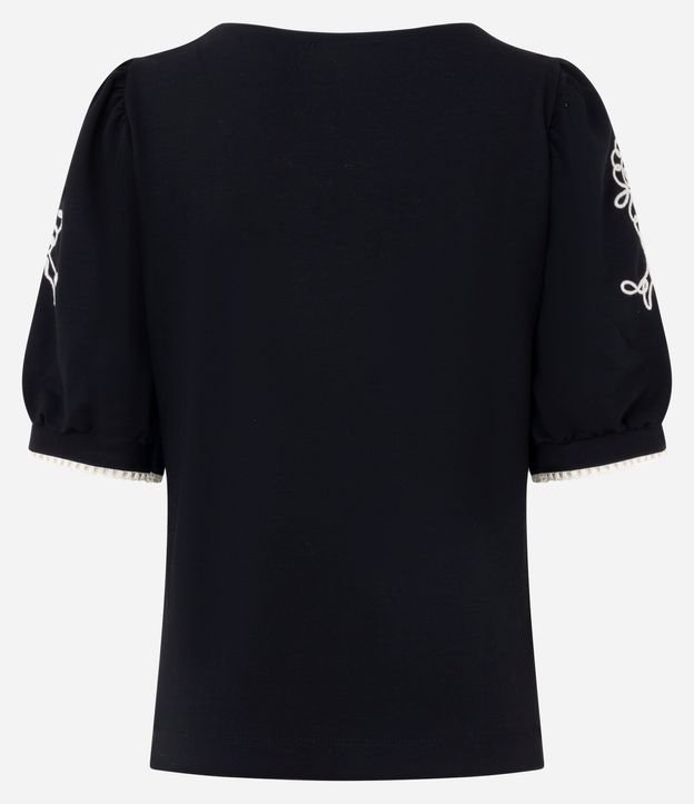 Blusa con Manga Abullonada y Bordados Aplicados 7
