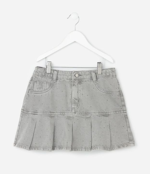 Pollera Infantil en Jeans con Pliegues y Termo Pegante – Talle 5 a 14 años 2