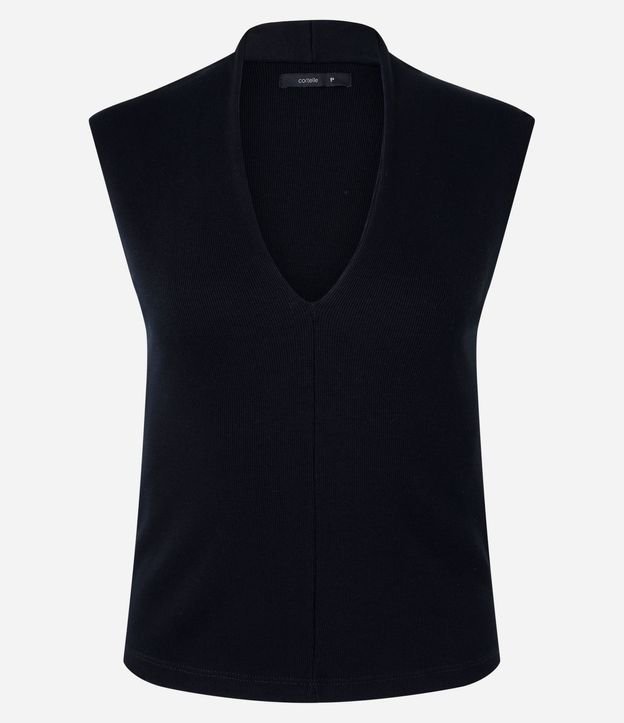 Blusa Musculosa en Rib con Bretel Ancho y Escote V 5