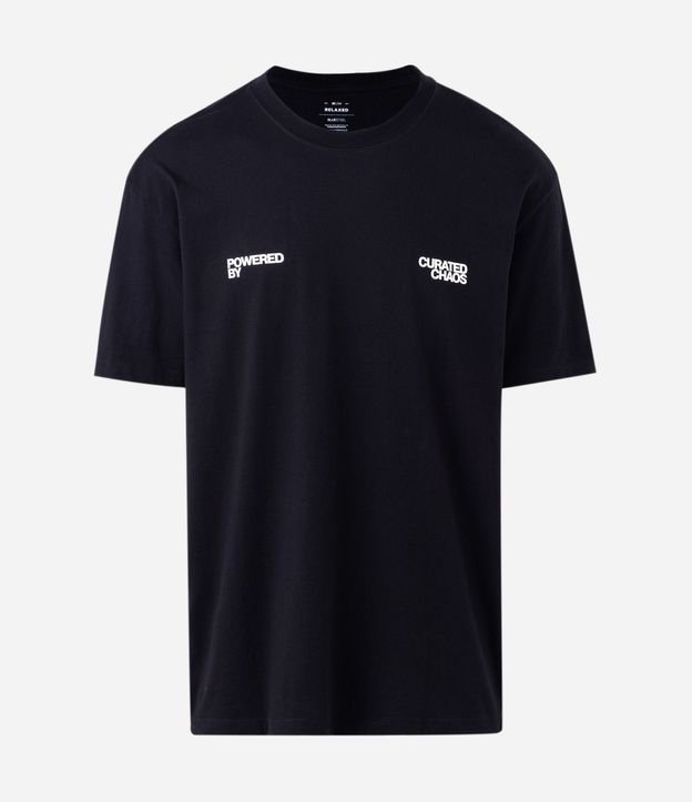 Remera Relaxed Manga Corta en Algodón con Estampado Toca-Discos Vinil