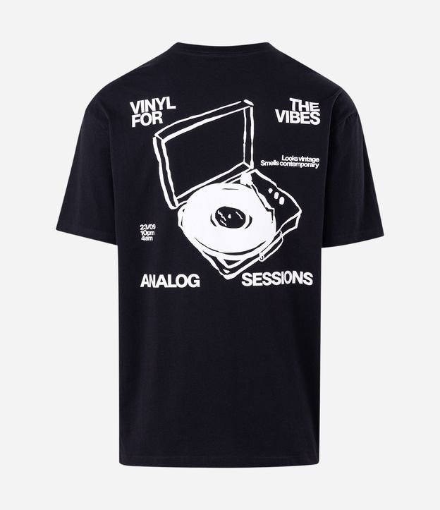 Remera Relaxed Manga Corta en Algodón con Estampado Toca-Discos Vinil 7