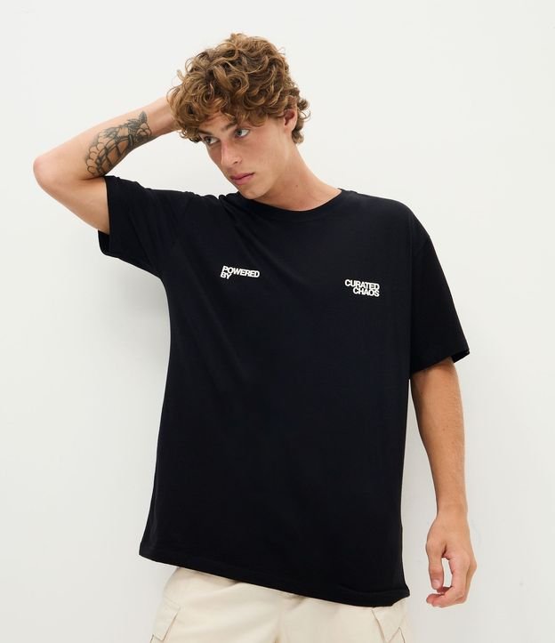 Remera Relaxed Manga Corta en Algodón con Estampado Toca-Discos Vinil 2