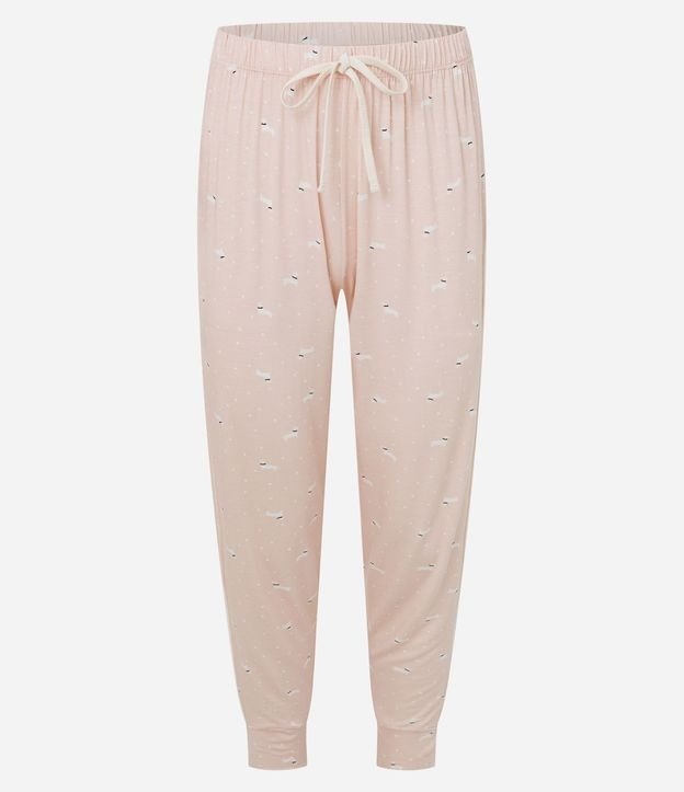 Pantalón de Pijama Jogger en Viscolycra con Estampado de Perritos 5