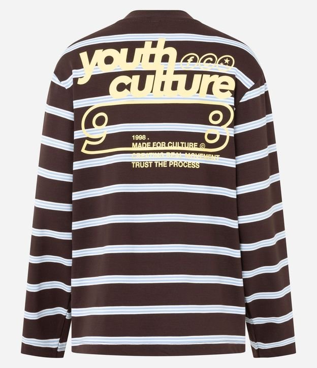 Blusa Rayada en Algodón con Lettering y Manga Larga 6