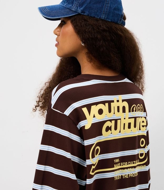 Blusa Rayada en Algodón con Lettering y Manga Larga 4