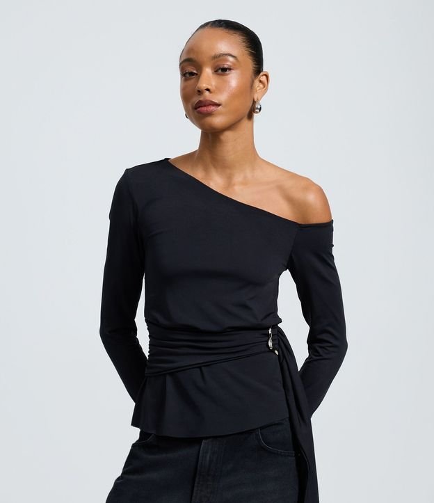 Blusa Manga Larga con Lazo y Adornos 1