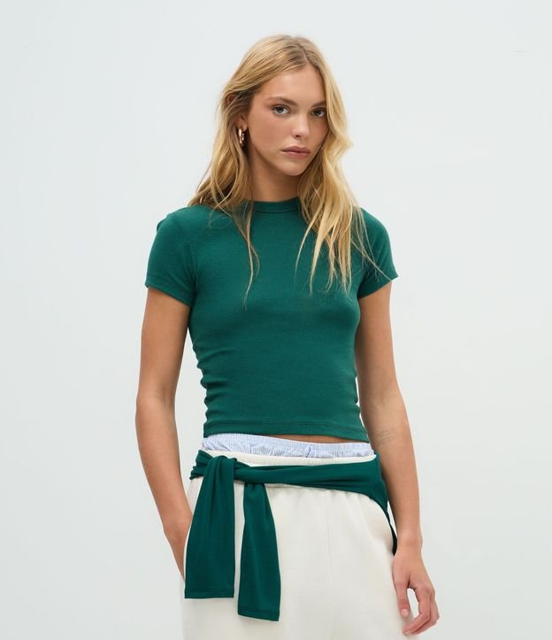 Blusa Ajustada en Algodón con Mangas Cortas 2