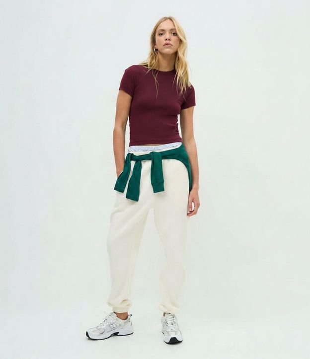Blusa Ajustada en Algodón con Mangas Cortas