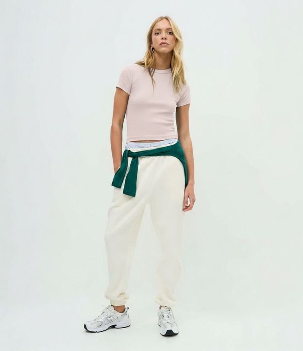Blusa Ajustada en Algodón con Mangas Cortas