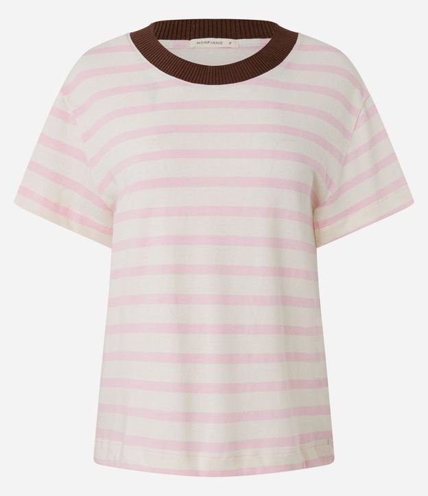 Blusa Rayada en Algodón con Cuello Contrastante 5