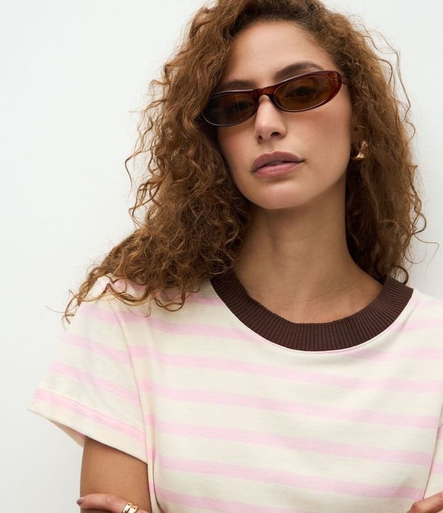 Blusa Rayada en Algodón con Cuello Contrastante 3