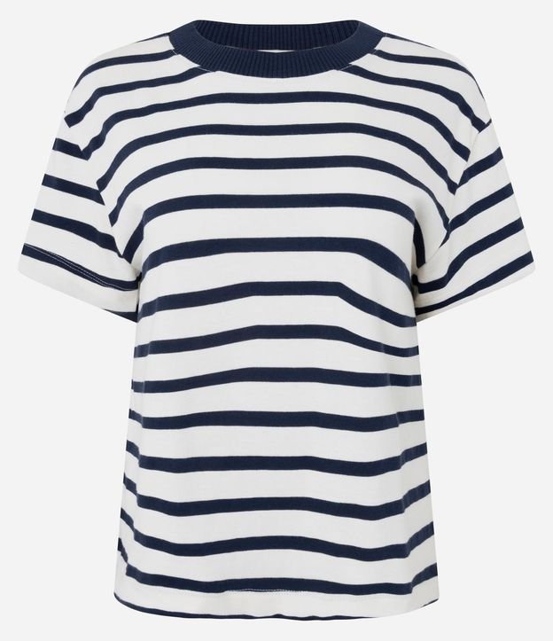 Blusa Rayada en Algodón con Cuello Contrastante 5