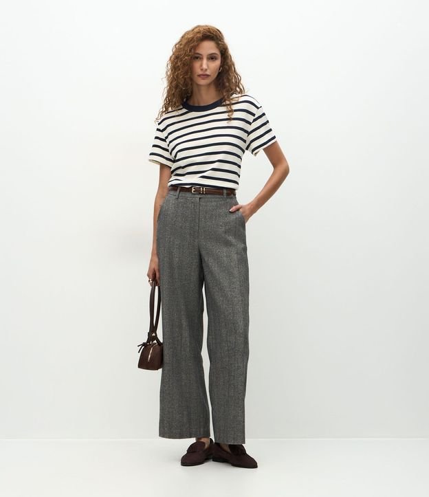 Blusa Rayada en Algodón con Cuello Contrastante 2