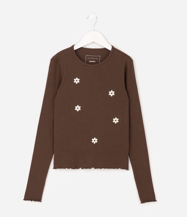 Blusa Infantil Acanalada con Flores Bordado – Talle 5 a 14 años 2