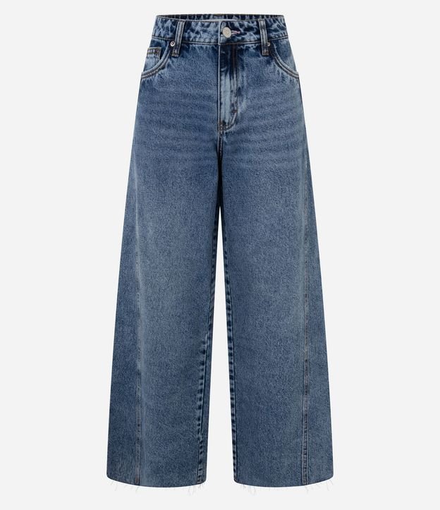 Pantalón Wide en Jeans con Cintura Mediana y Recortes 5