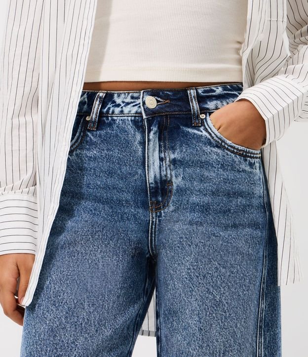 Pantalón Wide en Jeans con Cintura Mediana y Recortes 3