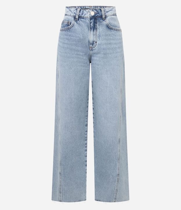 Pantalón Wide en Jeans con Cintura Mediana y Recortes 5