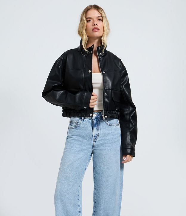 Pantalón Wide en Jeans con Cintura Mediana y Recortes 2