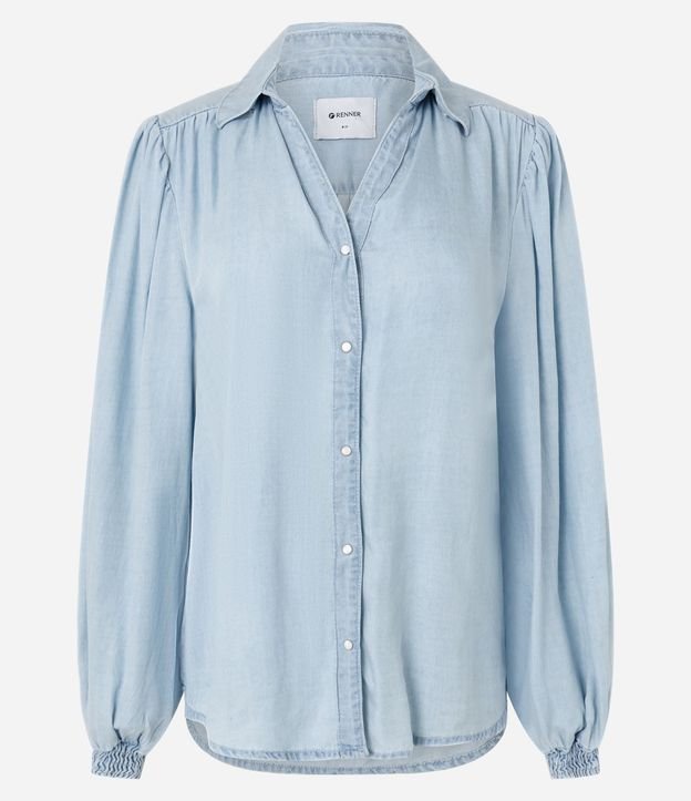 Camisa en Jeans con Manga Abullonada y Abotonado Delantero 5