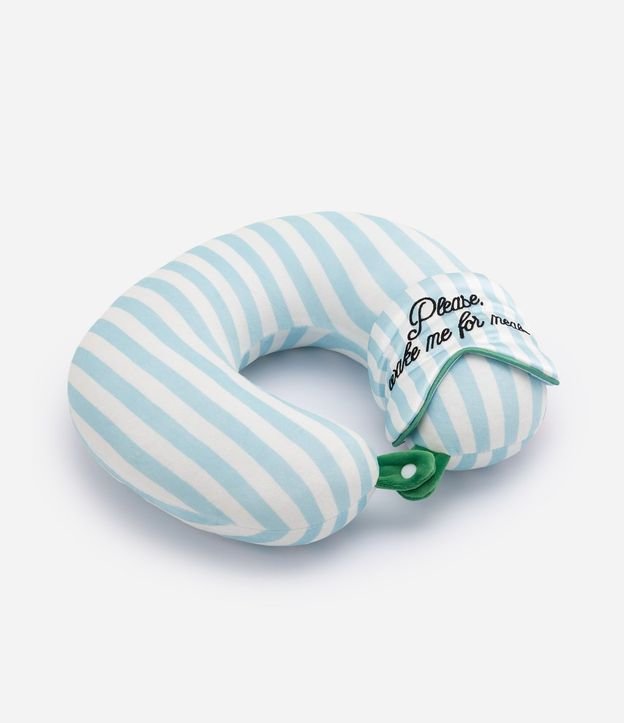 Almohadón para el Cuello y Máscara Satinada con Rayas