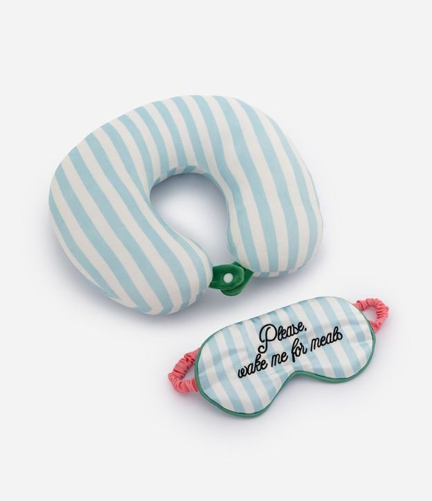 Almohadón para el Cuello y Máscara Satinada con Rayas 5