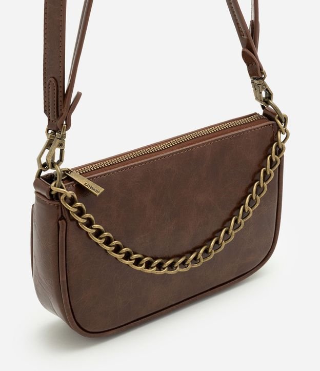 Cartera Baguette Pequeña en PU con Asa Transversal Desmontable