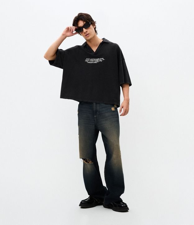 Pantalón de Jean Super Baggy con Rasgos