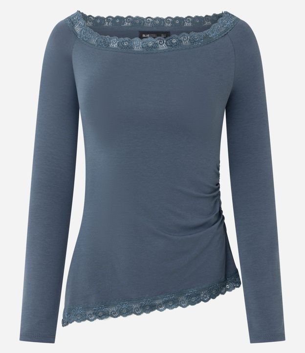 Blusa en Algodón con Escote y Ruedo de Encajes 6
