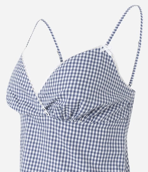 Pijama Short Doll en Algodón con Estampa de Cuadros y Escote Corazón 8