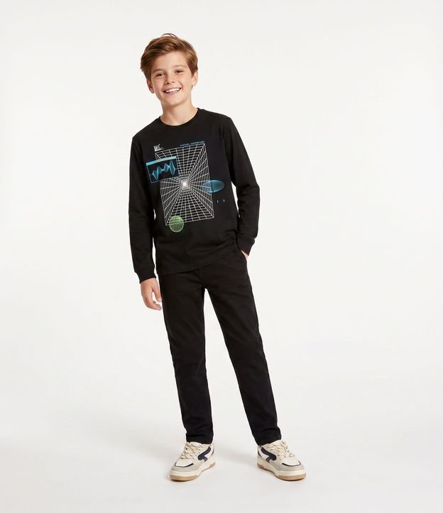 Remera Infantil con Estampa Over Gamer Grid en Relieve – Talle 5 a 14 años