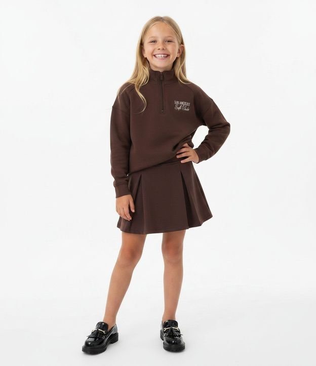 Campera Infantil en Modal con Cuello Alto y Cremallera con Lettering Bordado - Talle 7 a 16 años