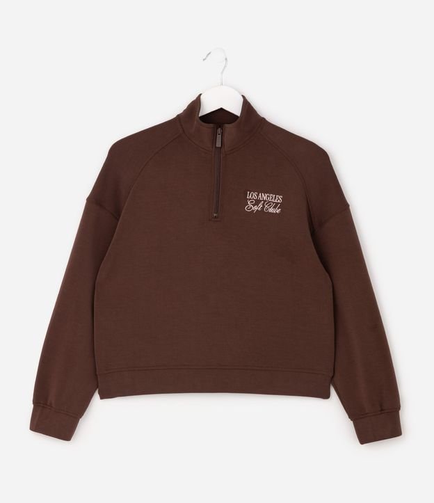 Campera Infantil en Modal con Cuello Alto y Cremallera con Lettering Bordado - Talle 7 a 16 años 2