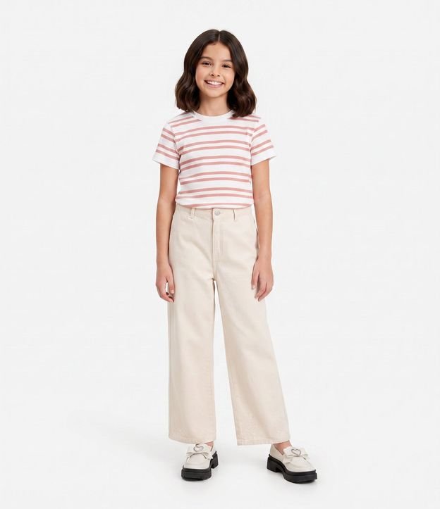 Remera Infantil en Poliamida con Estampado Rayada - Talle 5 A 14 años