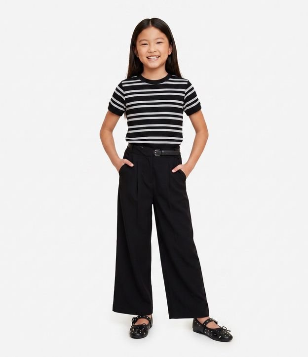 Remera Infantil en Poliamida con Estampado Rayada - Talle 5 A 14 años